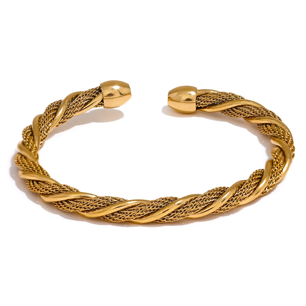 Bracelete Dourado Elegante Torcido