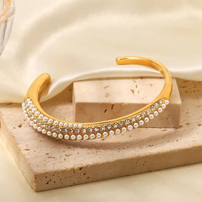 Bracelete Glamour com Pérolas e Zircônias