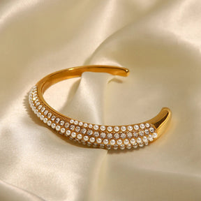 Bracelete Glamour com Pérolas e Zircônias