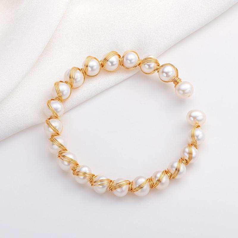 Bracelete Com Pérola de Água Doce Ouro 14k